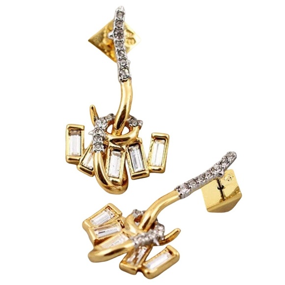 ALEXIS BITTAR • Gold Crystal Encrusted Stone Cluster Drop Earrings - Picture 7 of 8